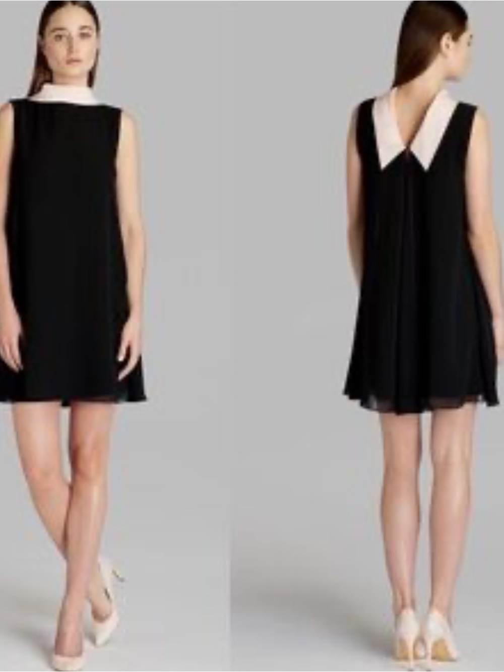 Ted Baker Belloh Collar Detail Reversible Dress in Black/Blush/ Rose Gold Sz 4